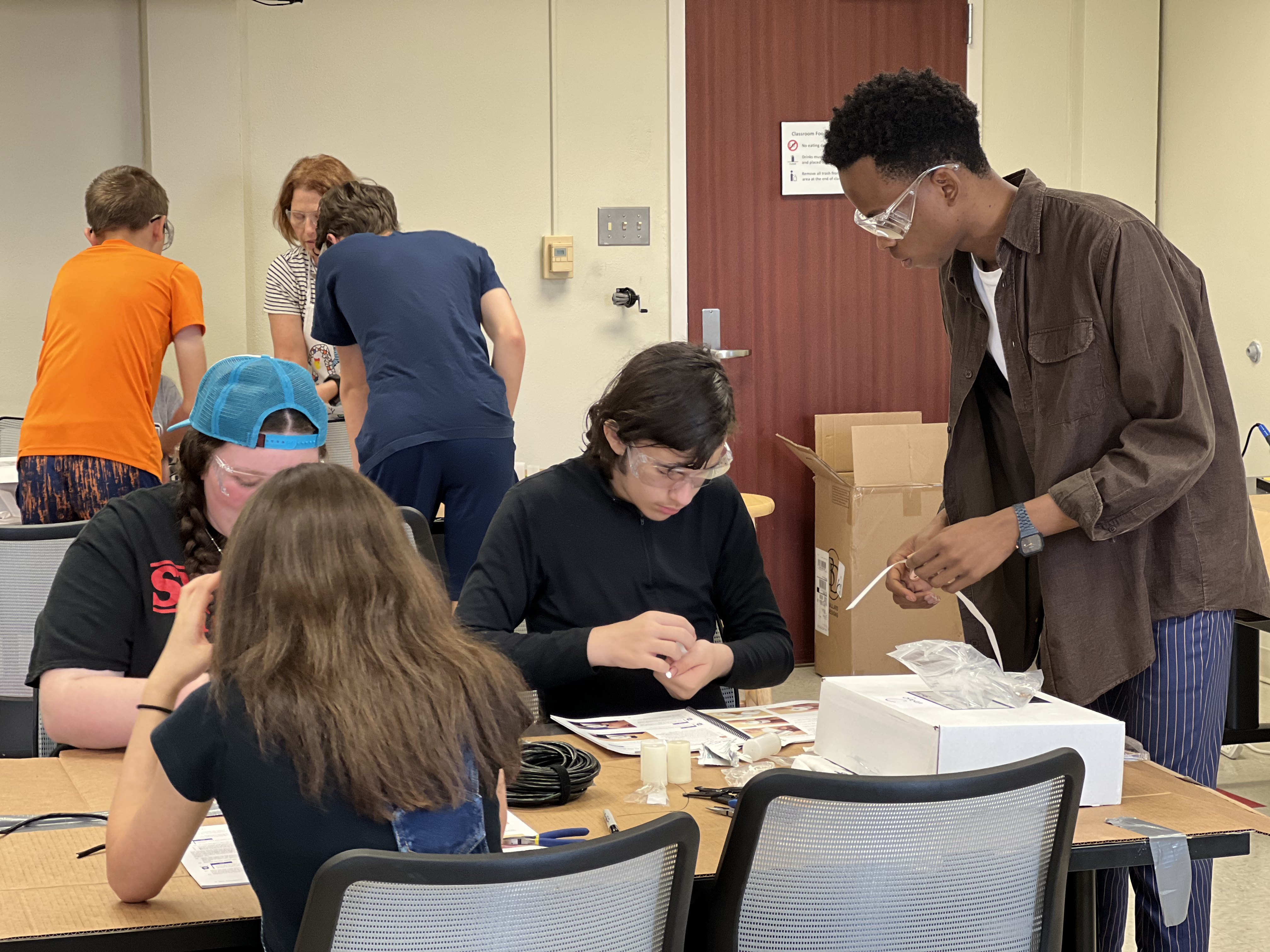 Students working on ROV assembly